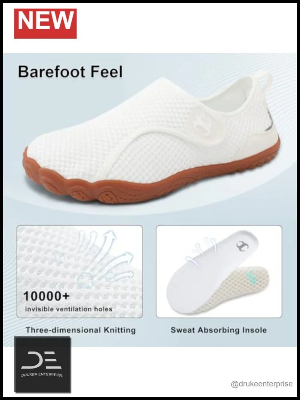 Extra Wide Barefoot Walking Shoes Adjustable Zero Drop Minimalist Sneakers Slip